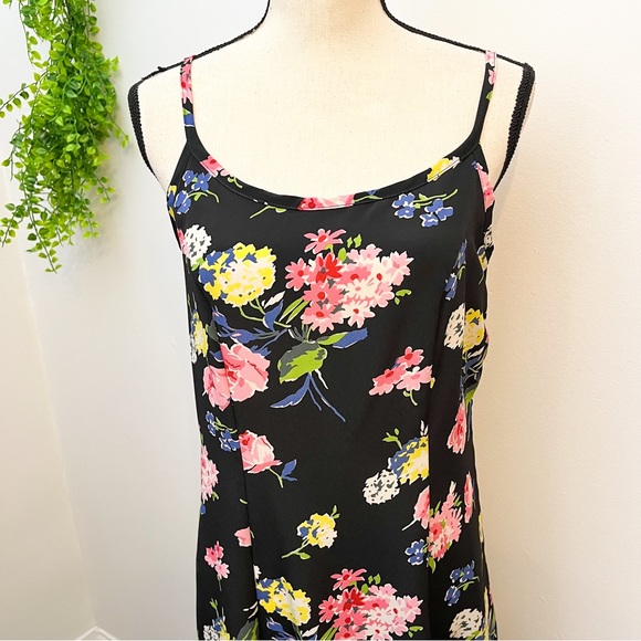 Vintage En Focus Floral Print Satin Midi Slip Dress - Picture 2 of 8